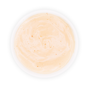 A dish of Yum Yum Sauce, an example of where fat, sugar and sodium concentrate in a fast food meal