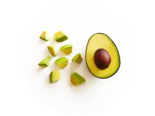 Avocado that is freshly diced and tossed with lime, olive oil, and black pepper.