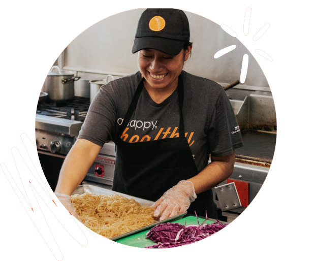 employee preparing Bibibop meal