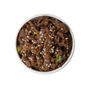 A portion of Korean BBQ Beef, the bulgogi style marinated beef used in bibimbap